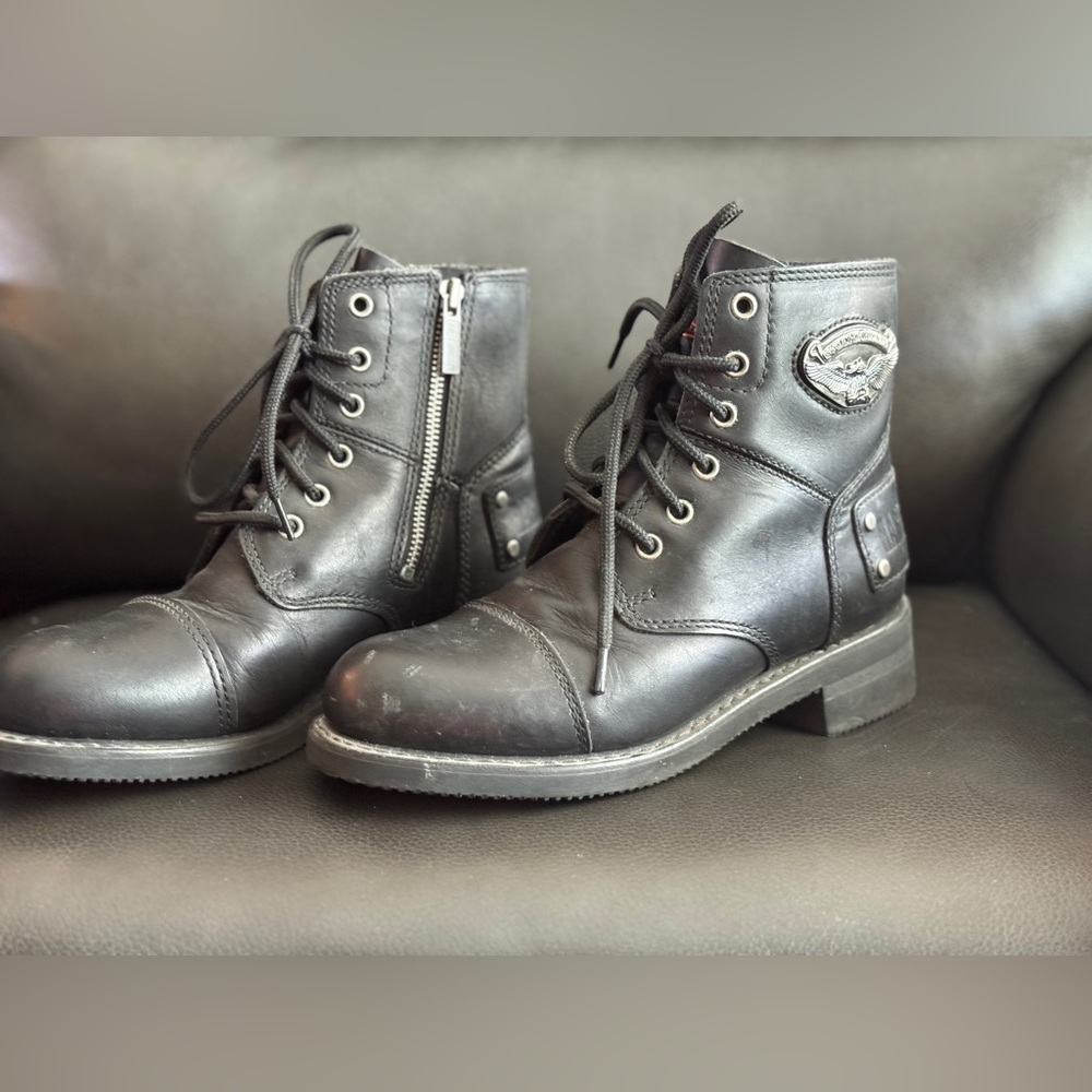 Black Leather Lace-Up Boots